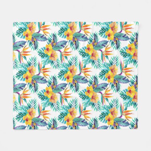 Vogel van het paradijs en het orchidee fleece deken (Voorkant (Horizontaal))