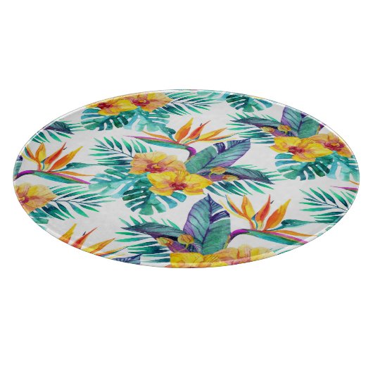 Vogel van het paradijs en het orchidee snijplank (Hoek)