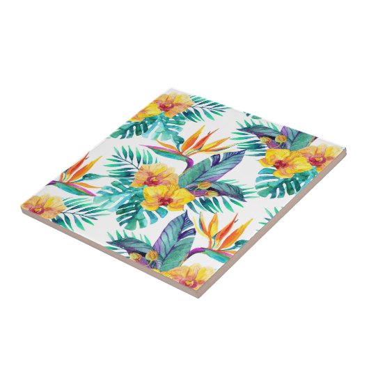 Vogel van het paradijs en het orchidee tegeltje (Zijkant)