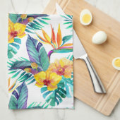 Vogel van het paradijs en het orchidee theedoek (Quarter Fold)