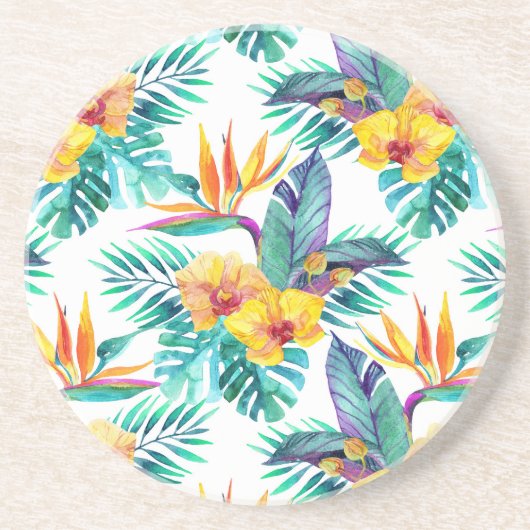 Vogel van het paradijs en het orchidee zandsteen onderzetter (Voorkant)