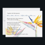 Vogel van het Paradijs Flower Wedding Invitation Kaart<br><div class="desc">Twee fantastische artistieke vogel van paradijse bloemen op een witte achtergrond. Klassieke stijl met een minimalistisch effect. Perfect als je van dingen houdt om simpel maar stijlvol te zijn. Ontworpen voor een tropische, bestemmings- of Hawaiitische bruiloft. Alle standaardtekst kan volledig met uw eigen formuleringen worden aangepast, en u kunt de...</div>
