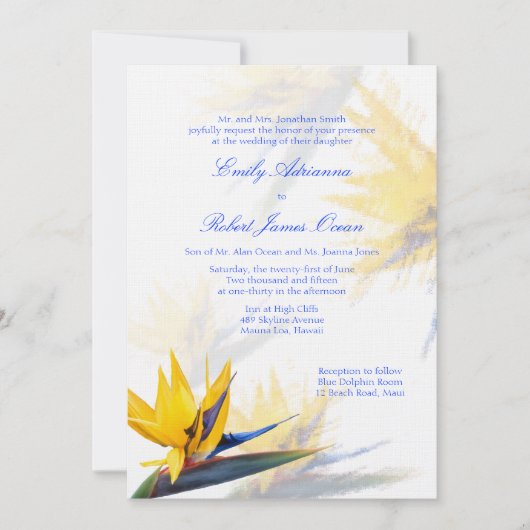 Vogel van het paradijs Hawaiian Wedding Invitation Kaart (Voorkant)