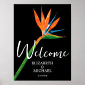 Vogel van het paradijs op Black Wedding Welcome Poster (Voorkant)