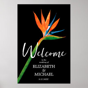 Vogel van het paradijs op Black Wedding Welcome Poster