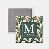 Vogel van het Paradijs Patroon Persoonlijk Monogra Magneet (Voorkant / Achterkant)