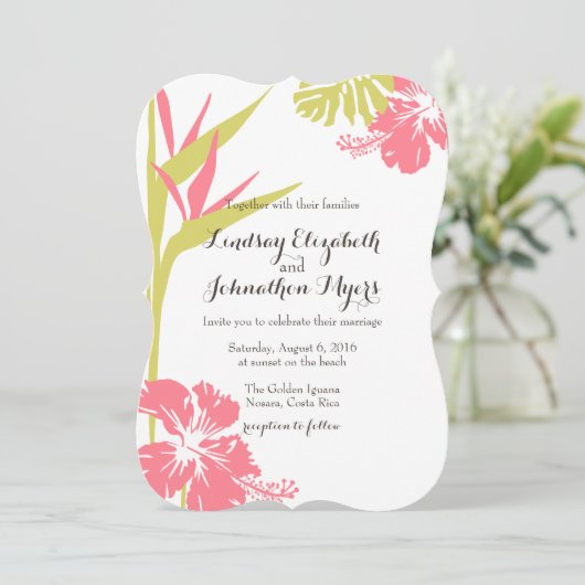 Vogel van het Paradijs Tropische Bloemen Huwelijks Kaart (Staand voorkant)