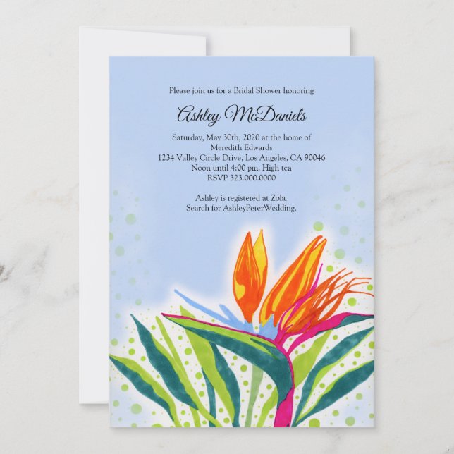 Vogel van het Paradise Bridal Shower Invitation (Voorkant)