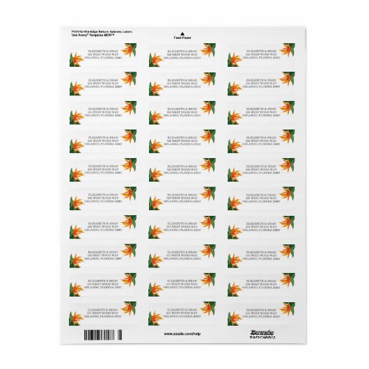 Vogel van het Paradise Tropical Beach Wedding Etiket (Full Sheet)