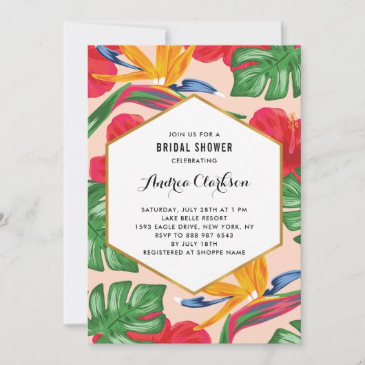 Vogel van het Paradise Tropical Bridal Shower Invi Kaart (Voorkant)