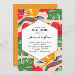 Vogel van het Paradise Tropical Bridal Shower Invi Kaart<br><div class="desc">Voeg een tropisch accent toe aan uw evenement met deze aanpasbare uitnodiging voor een bridale douche. Deze uitnodiging bevat illustraties van hibiscus,  gespleten bladfilodendron en paradijzen. Ideaal voor vrijgezellenfeesten met tropische thema's in de zomer.</div>