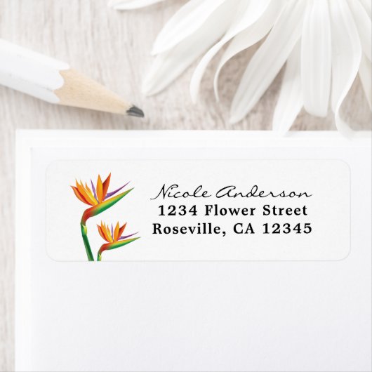 Vogel van het Paradise Tropical Wedding Adresetike Etiket (Insitu)