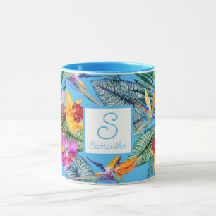 Vogel Van Paradijs En Orchidee Zomer Blauw Mok