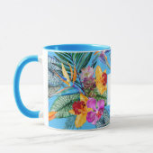 Vogel Van Paradijs En Orchidee Zomer Blauw Mok (Links)
