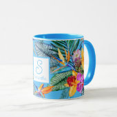 Vogel Van Paradijs En Orchidee Zomer Blauw Mok (Voorkant rechts)