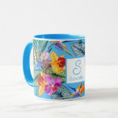 Vogel Van Paradijs En Orchidee Zomer Blauw Mok (Voorkant links)