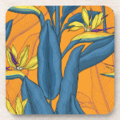 Vogel van paradijse bloemen op sinaasappel bier onderzetter (Voorkant)