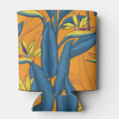 Vogel van paradijse bloemen op sinaasappel blikjeskoeler (Achterkant)