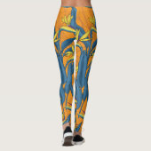 Vogel van paradijse bloemen op sinaasappel leggings (Achterkant)