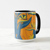 Vogel van paradijse bloemen op sinaasappel mok (Voorkant rechts)