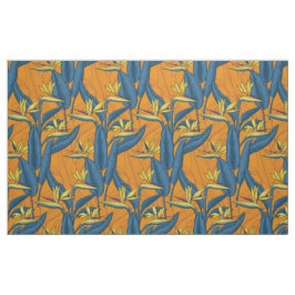 Vogel van paradijse bloemen op sinaasappel stof