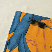 Vogel van paradijse bloemen op sinaasappel strandlaken (In situ)