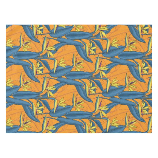 Vogel van paradijse bloemen op sinaasappel tafelkleed (Voorkant (Horizontaal))