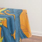 Vogel van paradijse bloemen op sinaasappel tafelkleed (Voorbeeld)