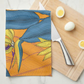 Vogel van paradijse bloemen op sinaasappel theedoek (Quarter Fold)