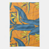 Vogel van paradijse bloemen op sinaasappel theedoek (Verticaal)