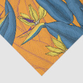 Vogel van paradijse bloemen op sinaasappel tissuepapier (Detail)