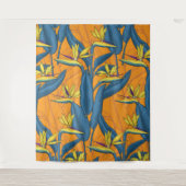 Vogel van paradijse bloemen op sinaasappel wandkleed (Voorkant)