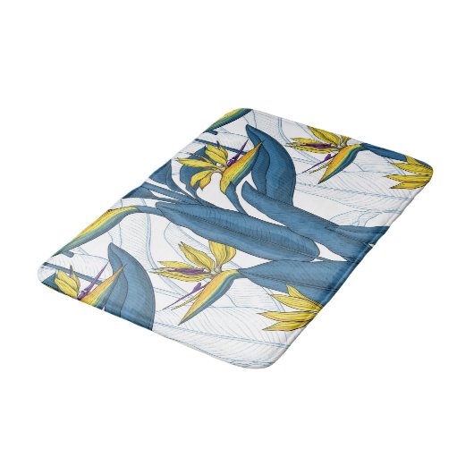 Vogel van paradijse bloemen op wit badmat (Gekanteld)