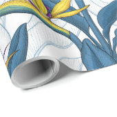 Vogel van paradijse bloemen op wit cadeaupapier (Rol Hoek)