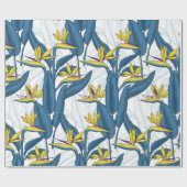 Vogel van paradijse bloemen op wit cadeaupapier (Vlak)