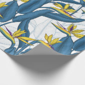 Vogel van paradijse bloemen op wit cadeaupapier (Hoek)