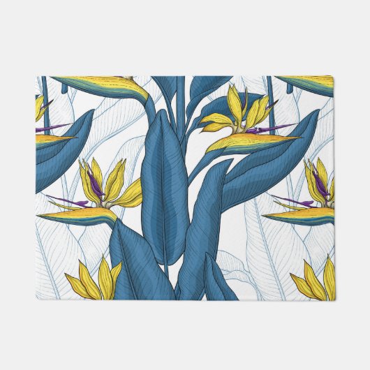 Vogel van paradijse bloemen op wit deurmat (Voorkant)