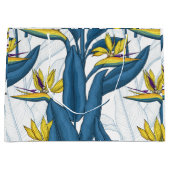 Vogel van paradijse bloemen op wit groot cadeauzakje (Voorkant)