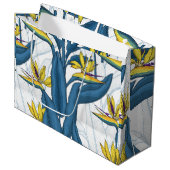 Vogel van paradijse bloemen op wit groot cadeauzakje (Voorkant Gekanteld)