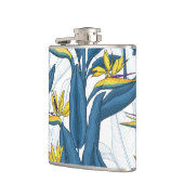 Vogel van paradijse bloemen op wit heupfles (Links)