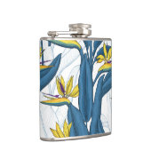 Vogel van paradijse bloemen op wit heupfles (Rechts)