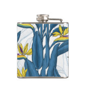 Vogel van paradijse bloemen op wit heupfles (Achterkant)