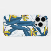 Vogel van paradijse bloemen op wit iPhone hoesje (Achterkant horizontaal)