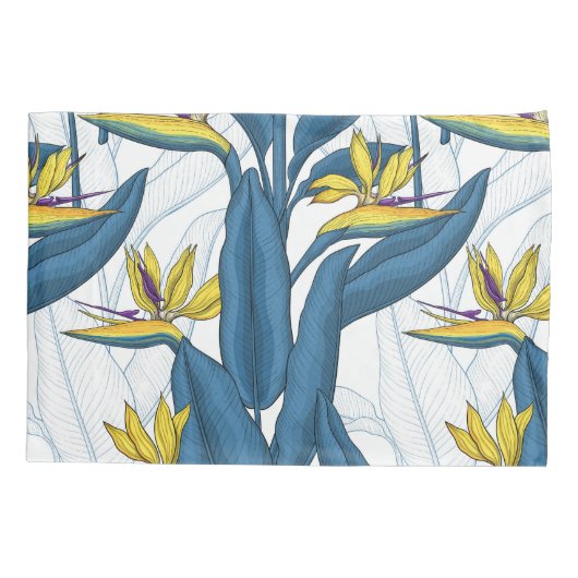 Vogel van paradijse bloemen op wit kussensloop (Achterkant)