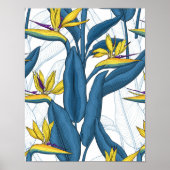 Vogel van paradijse bloemen op wit poster (Voorkant)