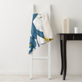 Vogel van paradijse bloemen op wit sherpa deken (In situ)