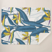 Vogel van paradijse bloemen op wit sherpa deken (Voorkant (horizontaal))