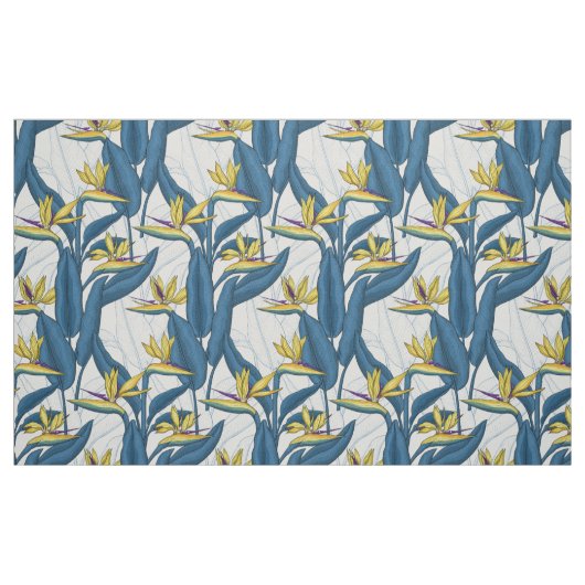 Vogel van paradijse bloemen op wit stof (Fat Quarter)