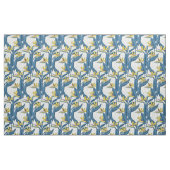 Vogel van paradijse bloemen op wit stof (Yard (91,4 cm))