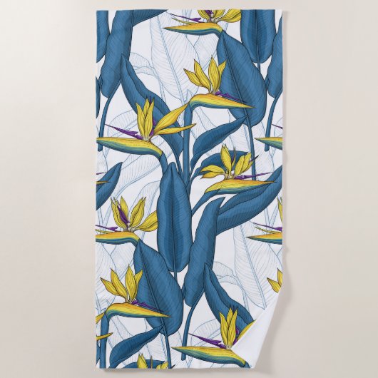 Vogel van paradijse bloemen op wit strandlaken (Voorkant)